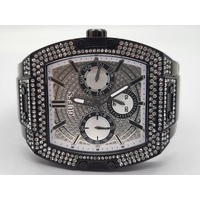 Guess Phoenix Gents Multi Crystal Silver Dial Black SS Analog Watch GW0094G3