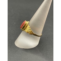 Unisex 22ct Yellow Gold Orange Gemstone Ring