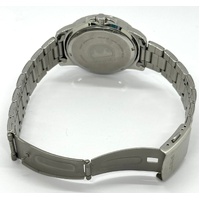 Lorus Mens Stainless Steel Analog Watch Black Dial Day Date 10BAR WR Boxed