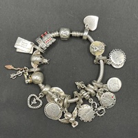 Ladies 925 Sterling Silver Snake Link Charm Bracelet