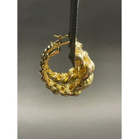 Ladies 18ct Yellow Gold Fancy Hoop Earrings