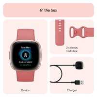 Fitbit Versa 4 Smart Fitness Watch Pink Sand Copper Rose Aluminium