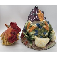 St. Andrews Handmade and Hand Decorated Ceramic Rooster Jar and Lid
