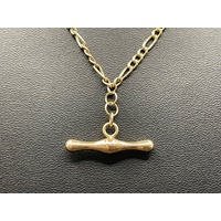 Ladies 9ct Yellow Gold Figaro Link Chain & Bar Pendant