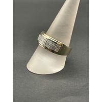Mens 10ct Two Tone Gold Diamond Band Ring