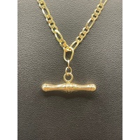 Ladies 9ct Yellow Gold Figaro Link Chain & Bar Pendant