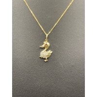 Ladies 9ct Yellow Gold Curb Link Chain & Duck Pendant