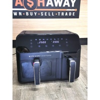 Kitchen Couture Flex View Dual Drawer Air Fryer 10L Black 2 Zone Smart Cooking