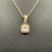 Ladies 14ct Yellow Gold Pandora Oval Link Necklace & CZ Pendant