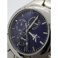 Calvin Klein CK Unisex Silver Watch Blue Dial Multi Function Display