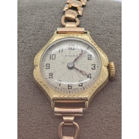 1930s Rolex Ladies Prima Watch 9ct Solid Gold Case Vintage Art Deco Timepiece