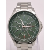 Chisel Mens Silver Tone Green Multi Dial 50m Water Resistant Watch 5829203