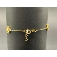 Ladies 18ct Yellow Gold Belcher Link & Clover Bracelet