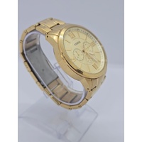 Fossil Flynn Chronograph Gold Tone Stainless Steel Mens Watch BQ1128 46mm 5ATM