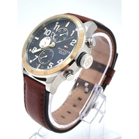 Tommy Hilfiger TH.248.1.20.1820 Mens Watch 46mm Blue Dial Brown Leather Strap