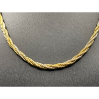 Ladies 18ct Two Tone Gold Bead Rope Link Necklace