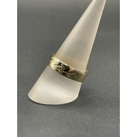 Mens 9ct Yellow Gold Wave Pattern Ring
