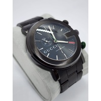 Gucci G-Chrono 101M Mens Chronograph Stainless Steel Swiss Watch Black Bracelet