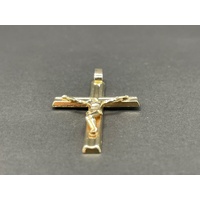 Unisex 9ct Yellow Gold Crucifix Cross Pendant