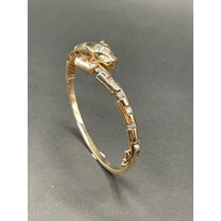 Ladies 18ct Yellow Gold Round Panther Bangle