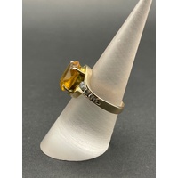 Ladies 9ct Yellow Gold Yellow Gemstone Ring
