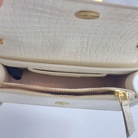 Oroton Mezzo White Croc Embossed Leather Clutch Handbag with Chain