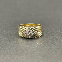 Unisex 9ct Yellow Gold Diamond Ring
