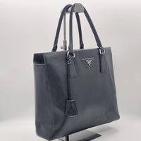 Prada Galleria Saffiano Leather Handbag Black Medium Tote Authentic
