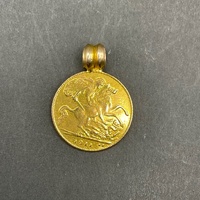 Unisex 22ct Yellow Gold Half Sovereign Coin Pendant