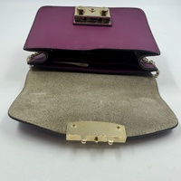 Furla Metropolis Mini Crossbody Bag G6400/B5 Purple Leather Gold Chain Strap