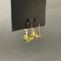 Ladies 18ct Yellow Gold Green Gemstone Dangle Earrings