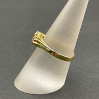 Ladies 18ct Yellow Gold Red Gemstones and Diamonds Ring