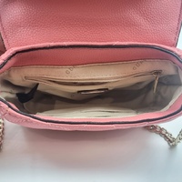 Guess Pink Quilted Mini Crossbody Bag with Chain Strap Flap Closure