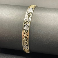 Ladies 9ct Two Tone Round Pattern Bangle