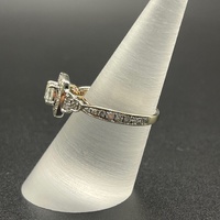 Ladies 14ct White Gold Natural Diamond Halo Ring
