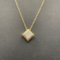 Ladies 14ct Yellow Gold Fancy Link Chain & Diamond Pendant