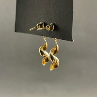 Ladies 18ct Yellow Gold Spiral Link Dangle Earrings