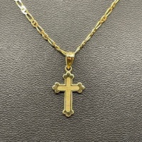 Unisex 9ct Yellow Gold Anchor Link Necklace & Cross Pendant
