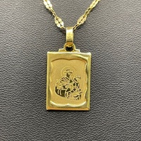Ladies 18ct Yellow Gold Fancy Link Chain & Religious Pendant