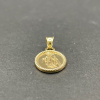 Unisex 14ct Yellow Gold Oval Religious Pendant