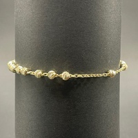 Ladies 9ct Yellow Gold Cable & Bead Link Bracelet