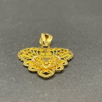 Ladies 21ct Yellow Gold Filigree Heart Pendant