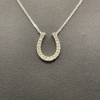 Large View Ladies 18ct White Gold Rope Link Chain & Horseshoe Pendant
