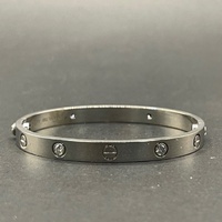 Large View Ladies 18ct Solid White Gold Diamond Oval Bangle