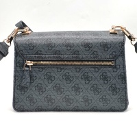 Guess Cathleen Flap Crossbody Bag Coal Faux Leather Gold Hardware