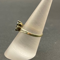 Ladies 9ct Yellow Gold Blue Gemstones and Diamonds Ring