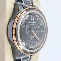 Large View Michael Hill 9633 Chronograph 0.50ct Diamond Black Ceramic Rose Gold Watch