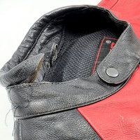 RJays Mens Leather Motorcycle Jacket Size 54 Red Black White Racing