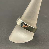 Mens 9ct White Gold Diamond Ring Band