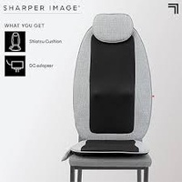 Large View Sharper Image Shiatsu Seat Topper 4 Node Massage with Heat and Vibration